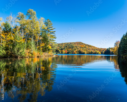 A lake in Vermont during peak foliage season
