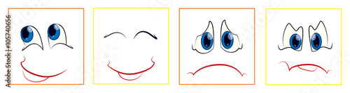 Set of faces with various emotion expressions