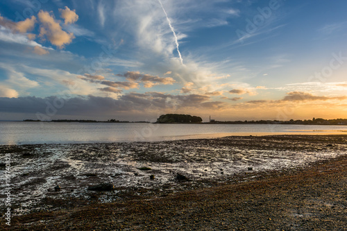 Westport Connecticut at low tide during sunset photo