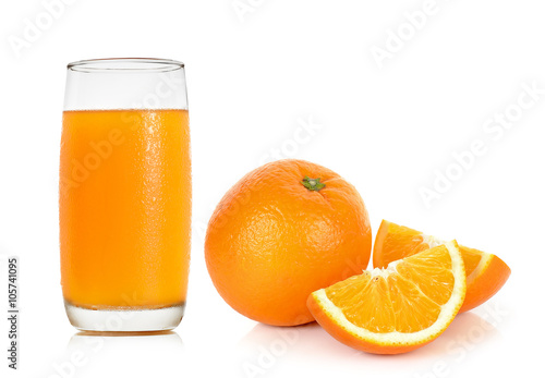 Glass with orange juice isolated on the white background