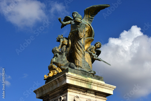 Sculptoral group "Pensiero" (Thought) from Vittoriano monument in Rome. Symbolizes : genius thought, discord, Minerva goddess and Italian people rising from tyranny and its new future.