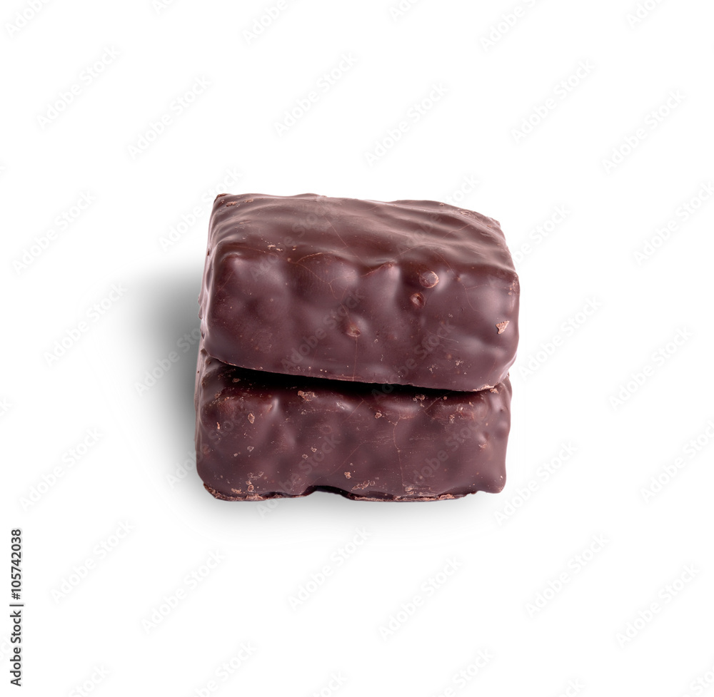 chocolate candy on white chocolate candy on white