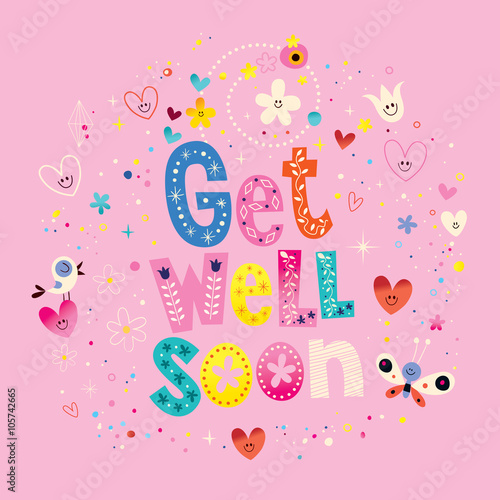 Get well soon card with unique lettering