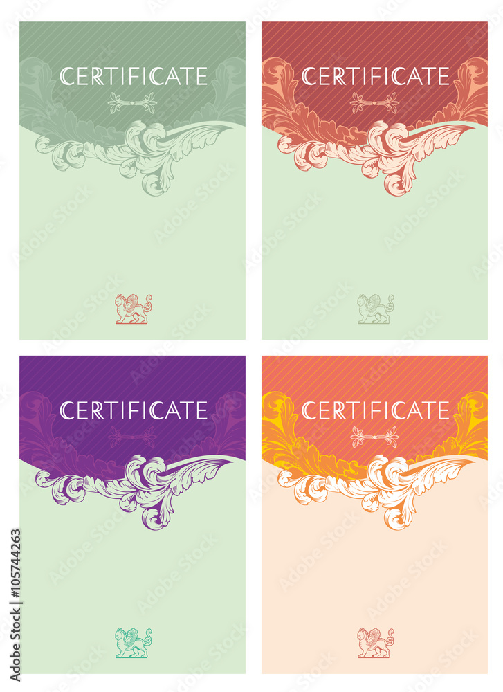 Certificate design template in baroque style Certificate design template in baroque style