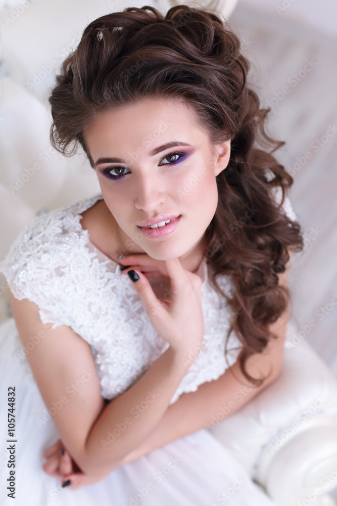 Closeup portrait of young gorgeous bride