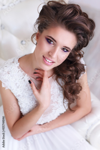 Closeup portrait of young gorgeous bride
