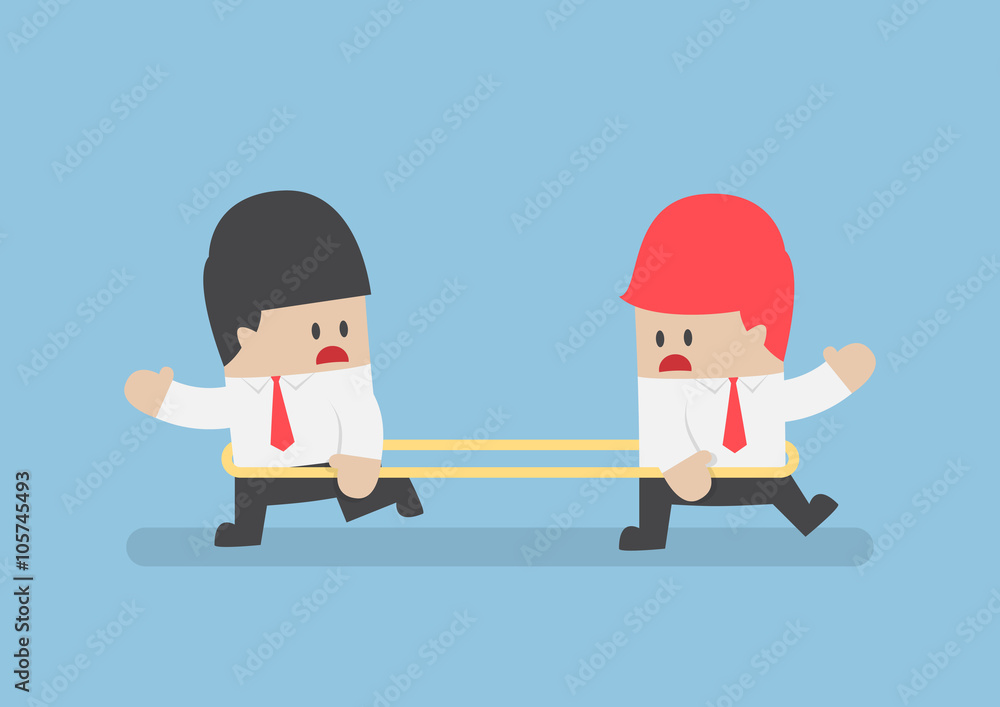 Businessmen are walking to the opposite direction from each othe Businessmen are walking to the opposite direction from each othe