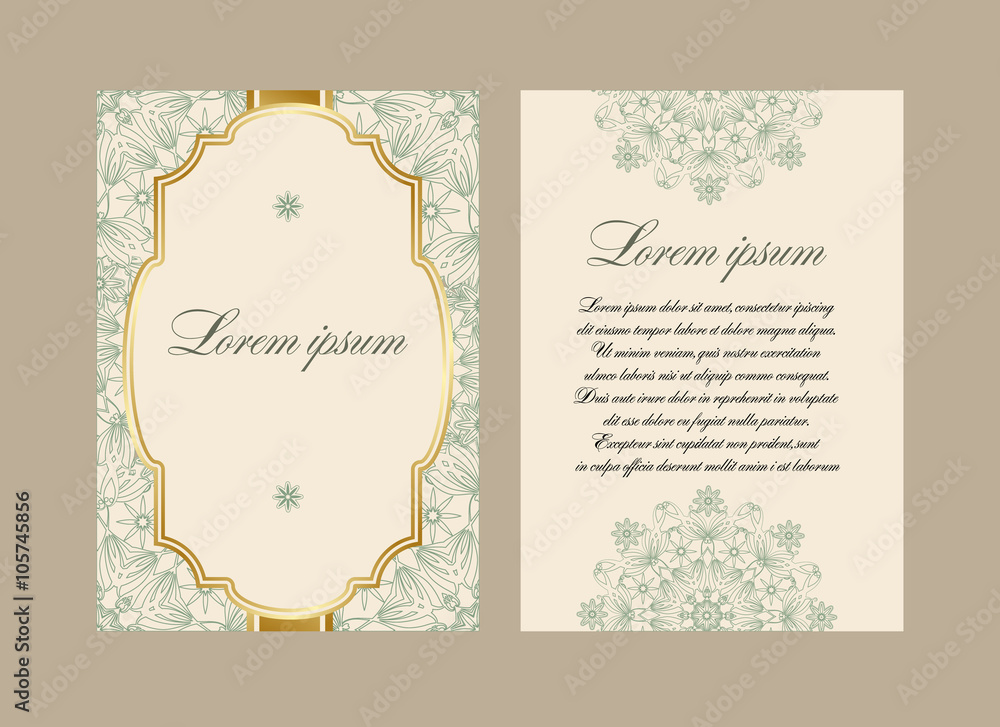 Elegant card with a floral pattern mandala. Vector pattern in Eastern style. The obverse and reverse sides. Perfect for congratulations or invitation. Easy to edit Elegant card with a floral pattern mandala. Vector pattern in Eastern style. The obverse and reverse sides. Perfect for congratulations or invitation. Easy to edit
