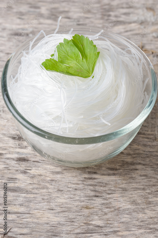 Mung bean vermicelli or cellophane noodles, a transparent thread Mung bean vermicelli or cellophane noodles, a transparent thread
