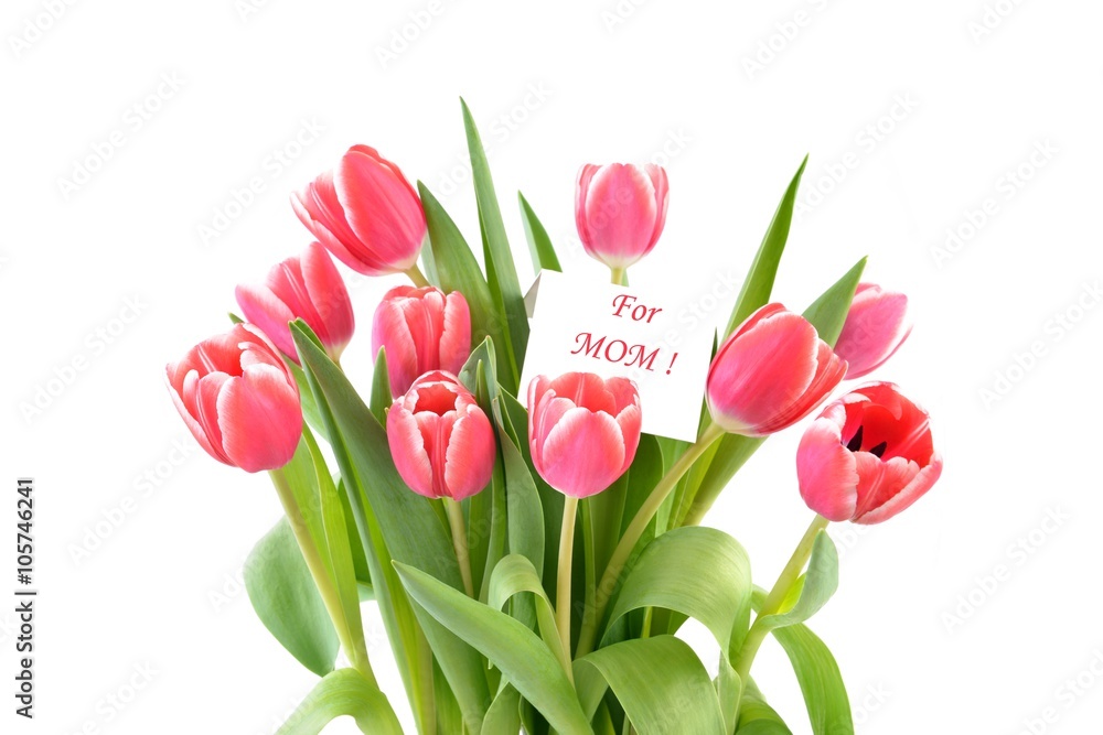 Obraz premium Mothers day card with tulips.