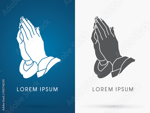 Silhouette, Prayer hand designed using black and white colors 