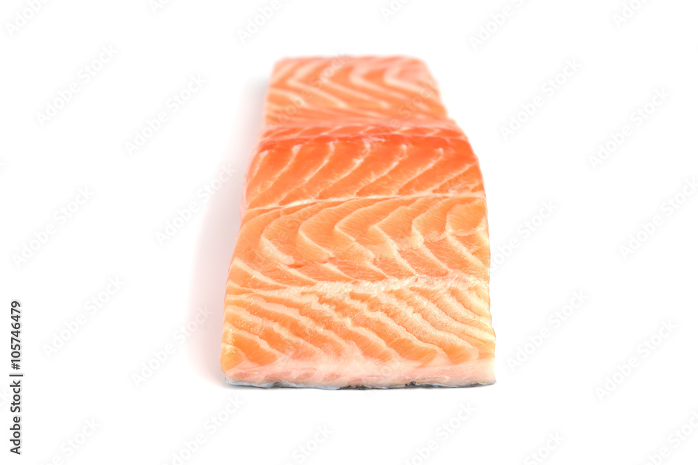 fresh salmon steak over white background fresh salmon steak over white background