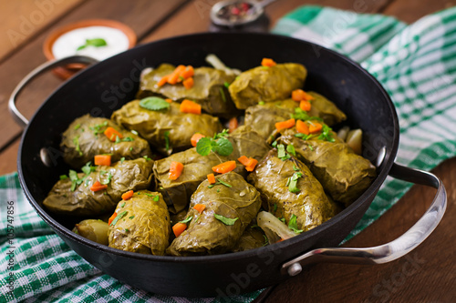 Dolma stuffed with rice and meat - greek traditional appetizer