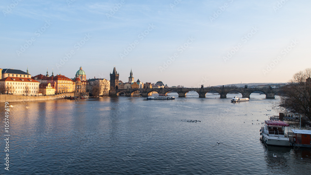 Vltava river and Charles Bridge in Prague Vltava river and Charles Bridge in Prague