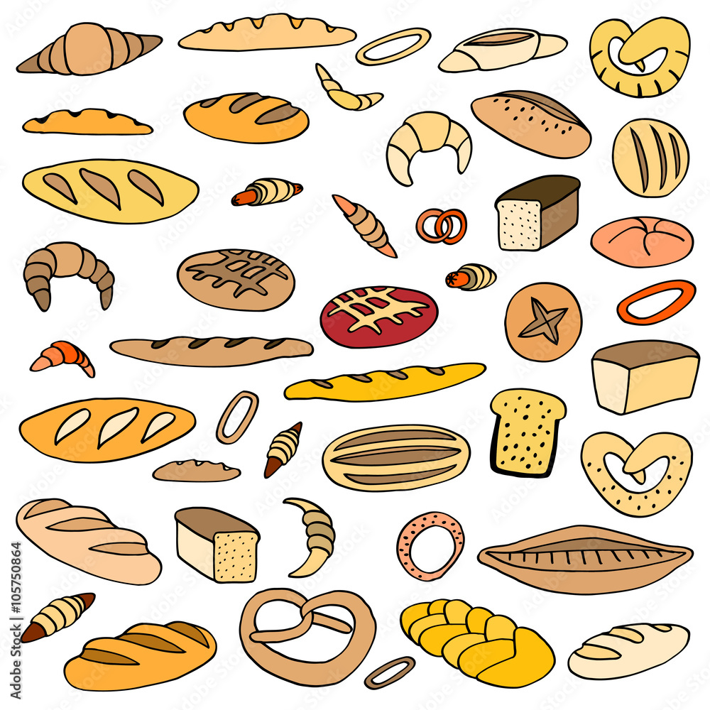 Set of doodles bread Set of doodles bread