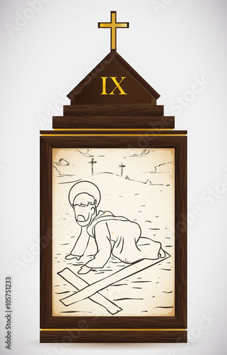 Jesus Falls the Third Time, Vector Illustration