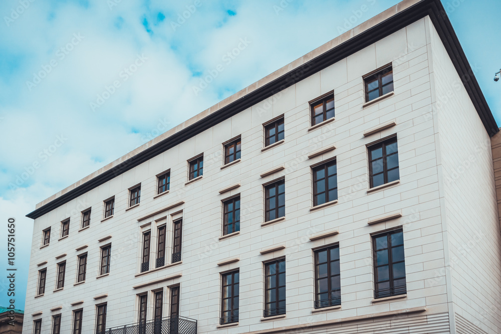 Fototapeta premium Low Rise Building with White Stone Facade
