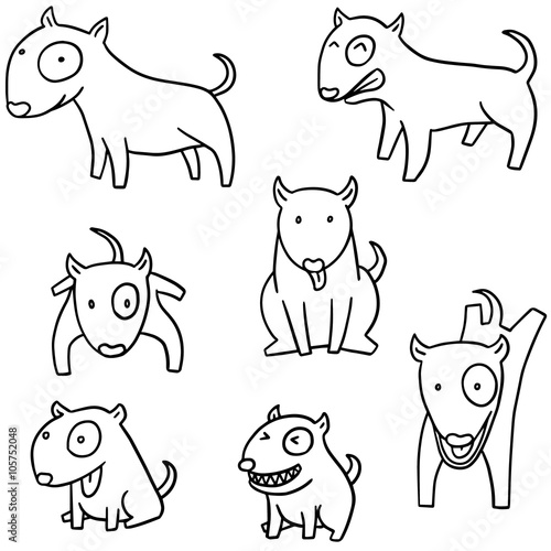 vector set of dog, bull terrier