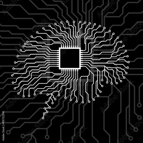 Brain. Cpu. Circuit board. Vector illustration. Eps 10
