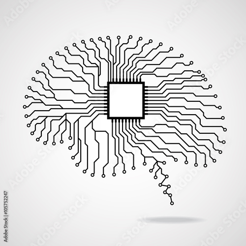 Brain. Cpu. Circuit board. Vector illustration. Eps 10