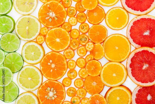 Fruit citrus background. Top view.
