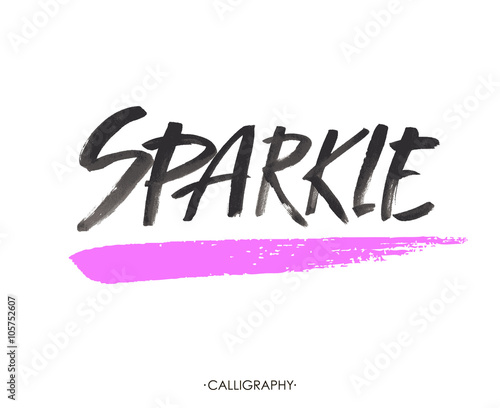 Sparkle word. Handwritten inscription for cards and posters. Vecto. Brush letteringr photo