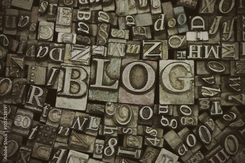 Close up of typeset letters with the word Blog