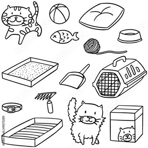 vector set of cat accessories