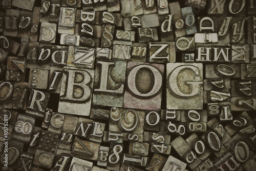 Close up of typeset letters with the word Blog