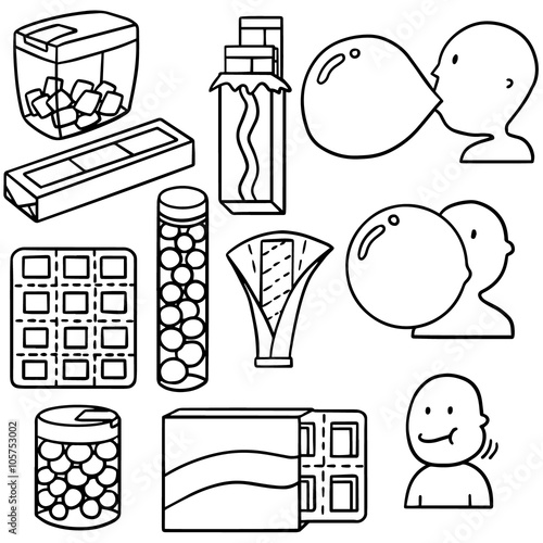 vector set of bubble gum