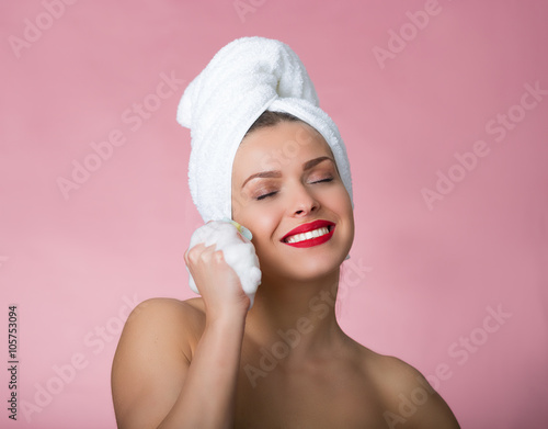 Beautiful woman having a bath