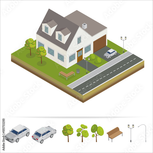 Modern House. Modern Home. Isometric Concept. Real Estate. Cottage
