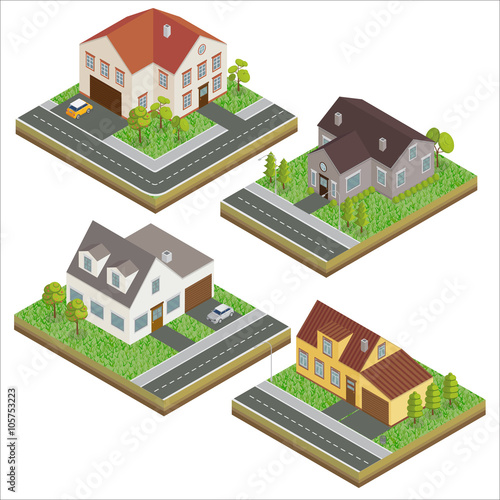 Modern Houses. Modern Home. Isometric Concept. Real Estate. Cottage