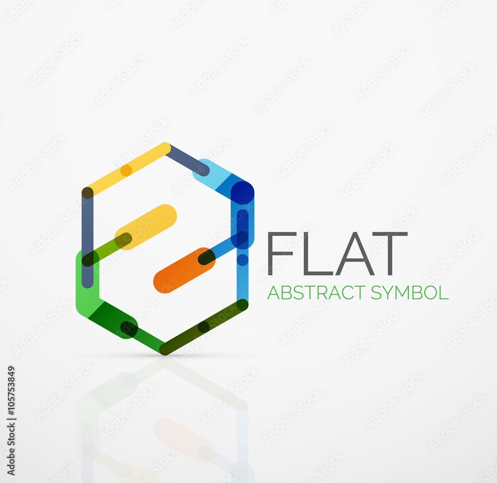Logo - abstract minimalistic linear flat design. Business hi-tech geometric symbol, multicolored segments lines Logo - abstract minimalistic linear flat design. Business hi-tech geometric symbol, multicolored segments lines