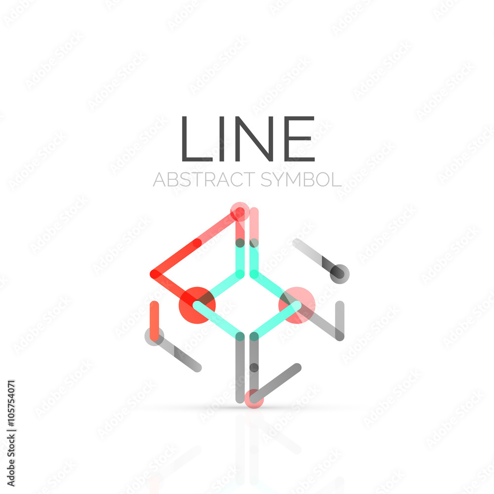 Linear abstract logo, connected multicolored segments of lines geometrical figure Linear abstract logo, connected multicolored segments of lines geometrical figure
