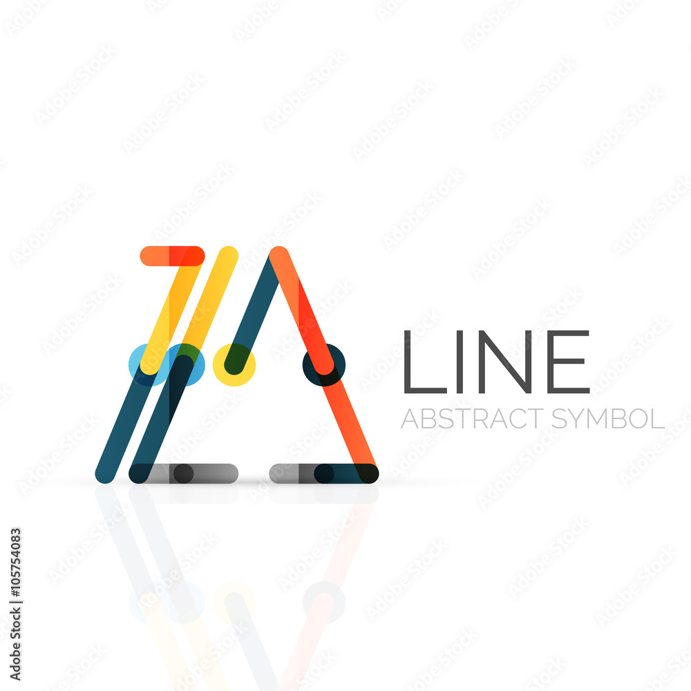 Linear abstract logo, connected multicolored segments of lines geometrical figure Linear abstract logo, connected multicolored segments of lines geometrical figure