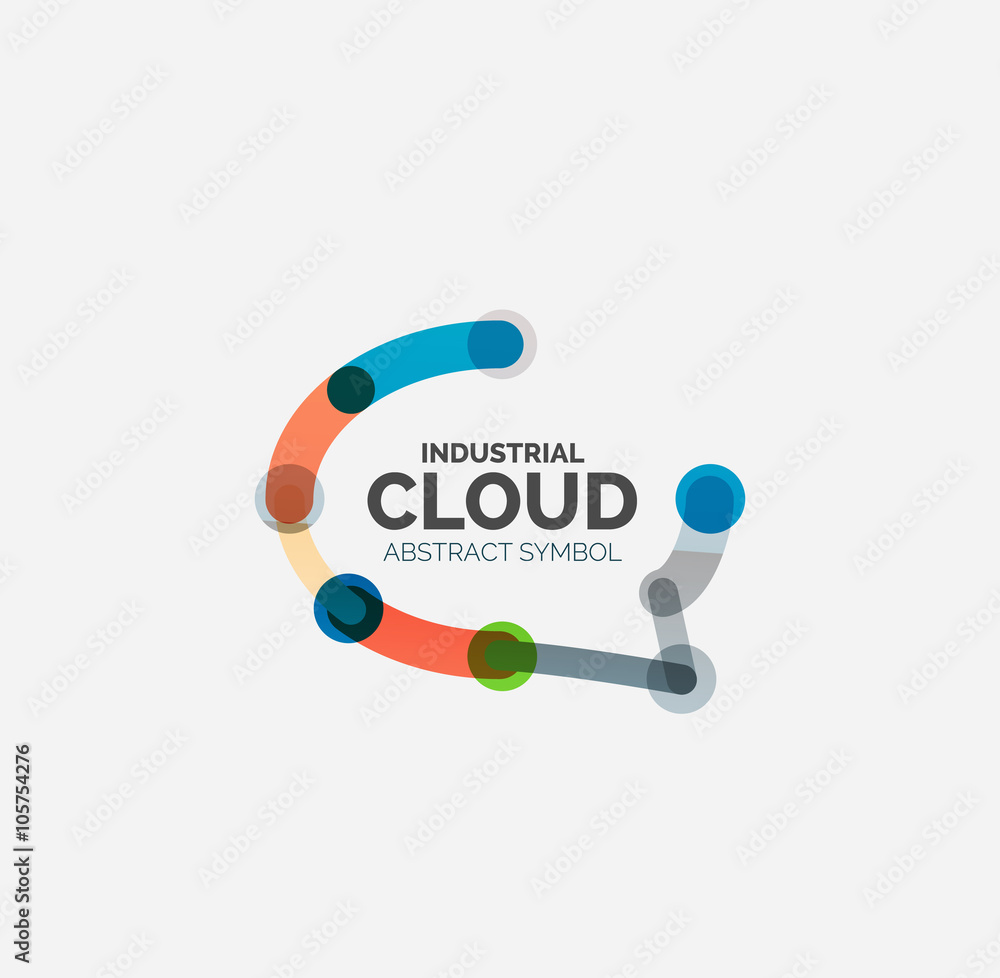 Flat linear design speech cloud logo. Talk bubble, modern geometric industrial thin line icon Flat linear design speech cloud logo. Talk bubble, modern geometric industrial thin line icon