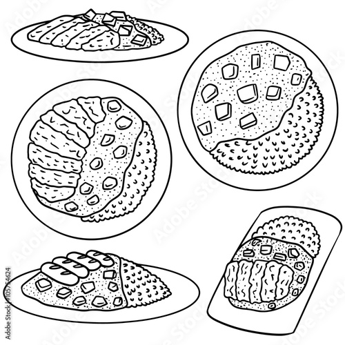 vector set of curry rice