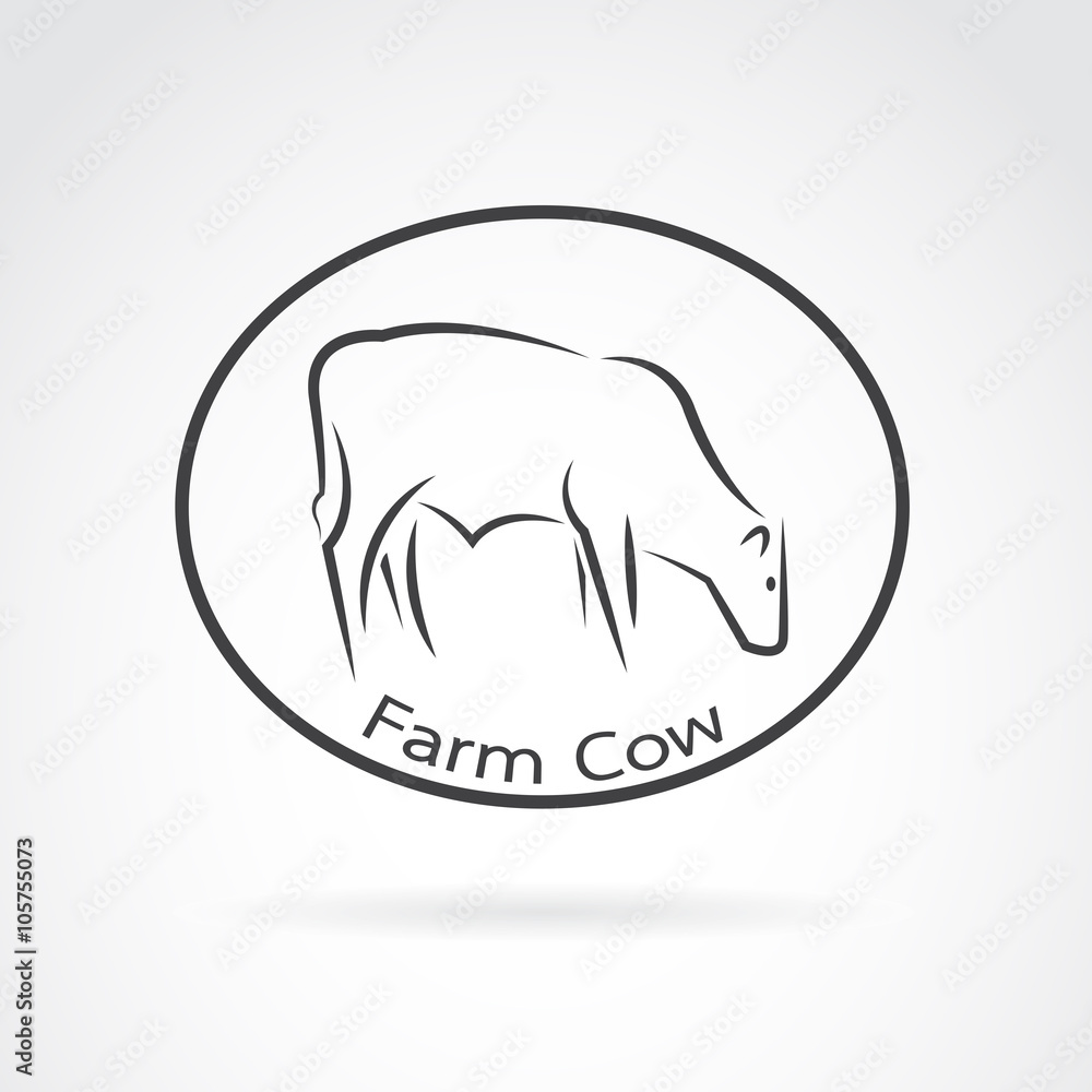 Vector image of an cow in the circle on white background. logo f Vector image of an cow in the circle on white background. logo f