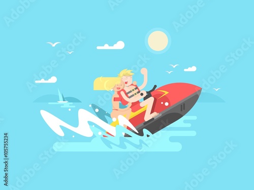 Couple on hydrocycle