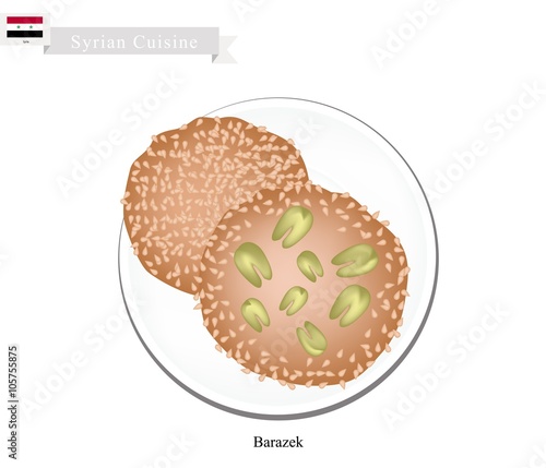 Barazek or Traditional Syrian Sesame Pistachio Cookies