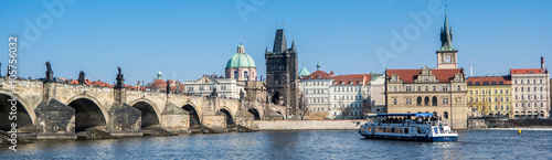 Panorama von Prag Karlsbrücke und Moldau