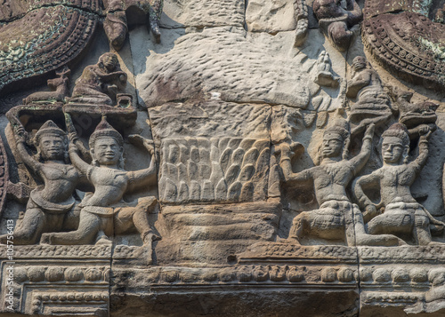 Detail of dancing girls, Banteay Samre, Temple, Cambodia
