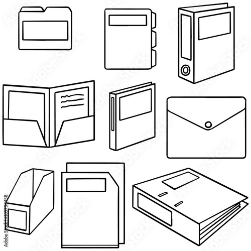 vector set of folder