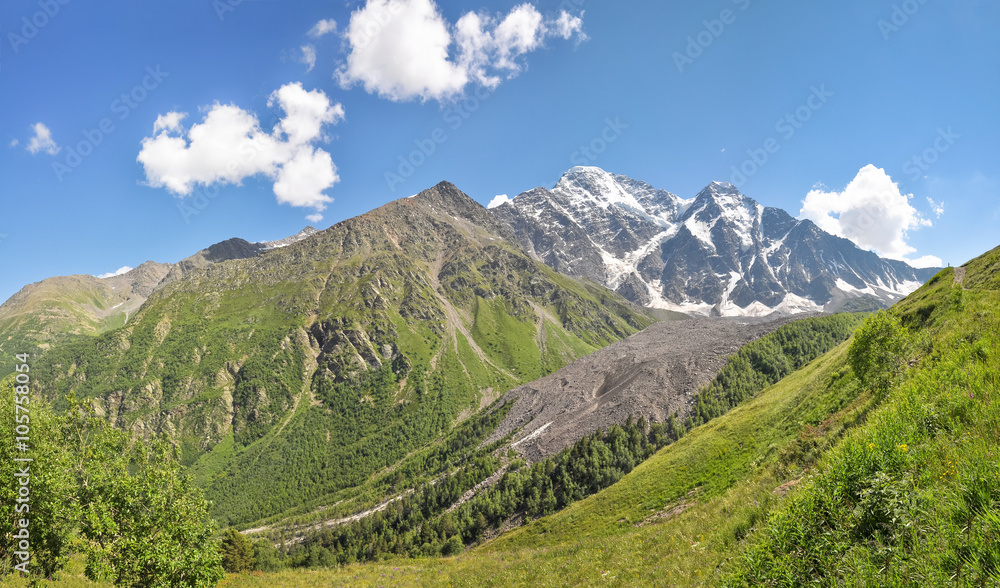 Picturesque panorama of the mountains of the North Caucasus