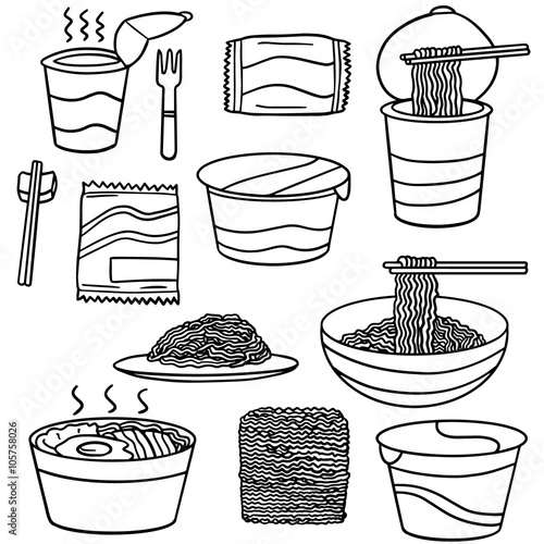vector set of noodle