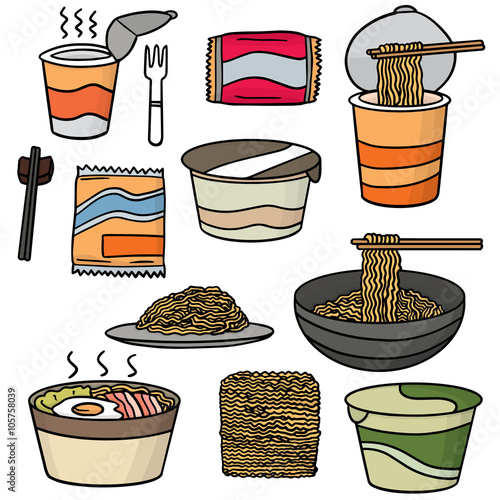 vector set of noodle