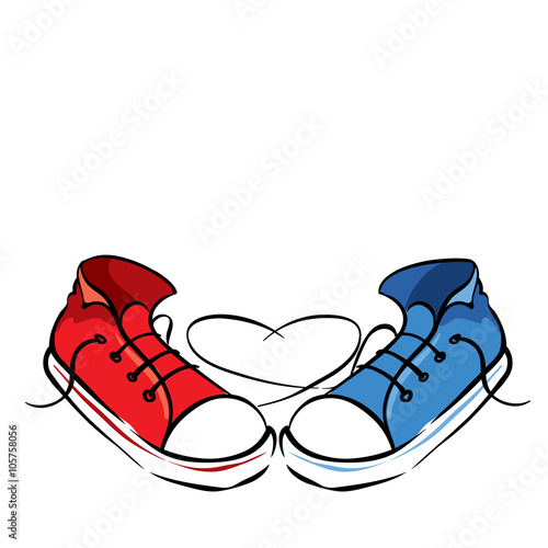 Funny vector illustration -- lovers sneakers