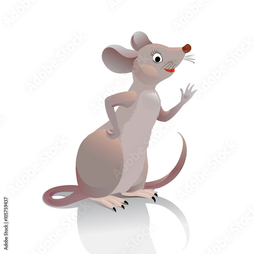 Mouse waves her hand you. Little gray-brown vole is in profile a