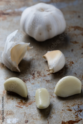 garlic on steel plate